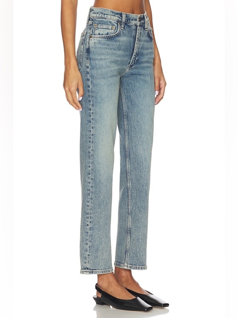 Rag & Bone The Harlow Mid Rise Medium Blue Ankle Straight Jeans Size 25 NWT